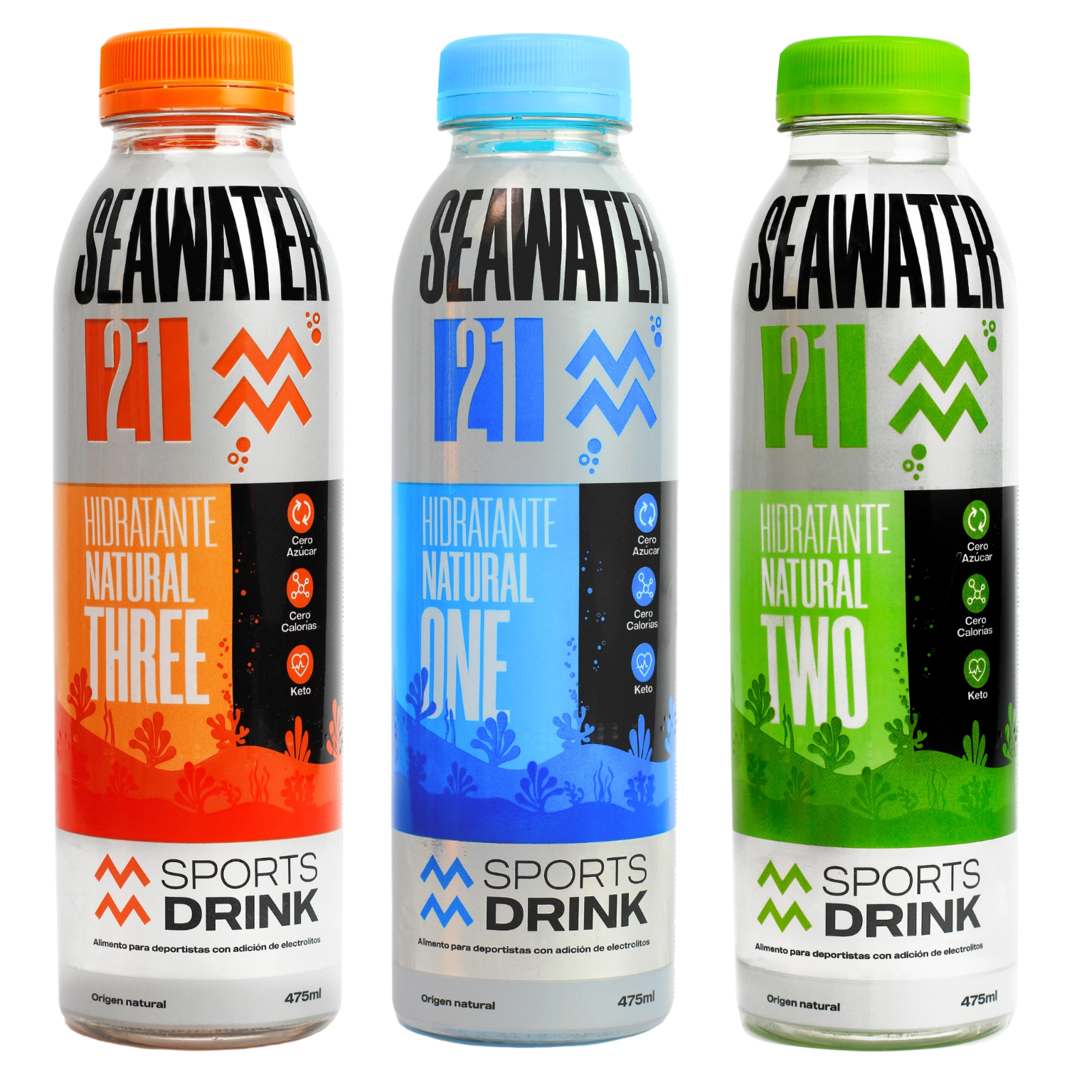 Las tres variedades Seawater 121: Natural One, Two y Three